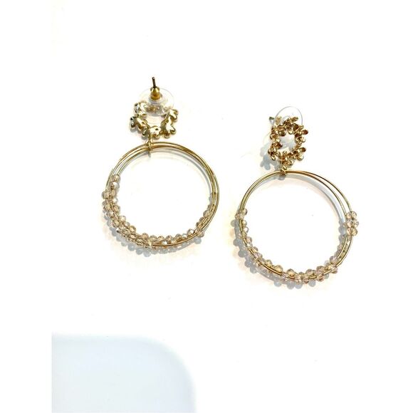 Gold Earrings with Crystals #ornate earrings #flowers - Picture 4 of 6